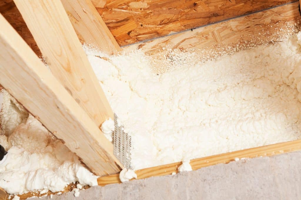 Spray foam insulation on the basement ceiling
