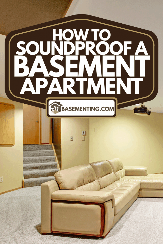 A beige basement movie room with a leather sectional, How To Soundproof A Basement Apartment