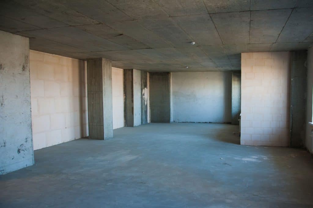 Interior of an unfinished basement