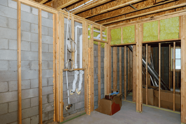 New residential construction home framing. How To Frame A Basement Exterior Wall