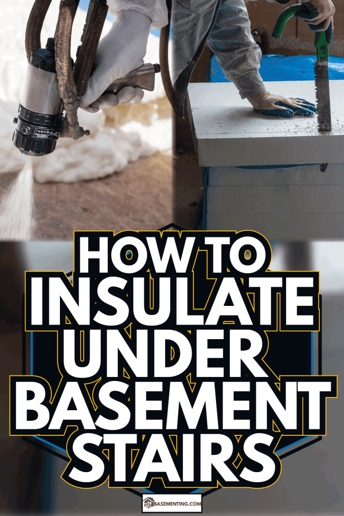 spray foam and foam board insulation side by side used in basement. How To Insulate Under Basement Stairs