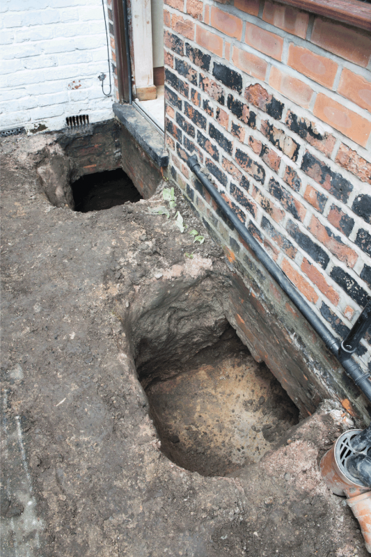 underpinning of a victorian property part of a sequence of images illustrating the process