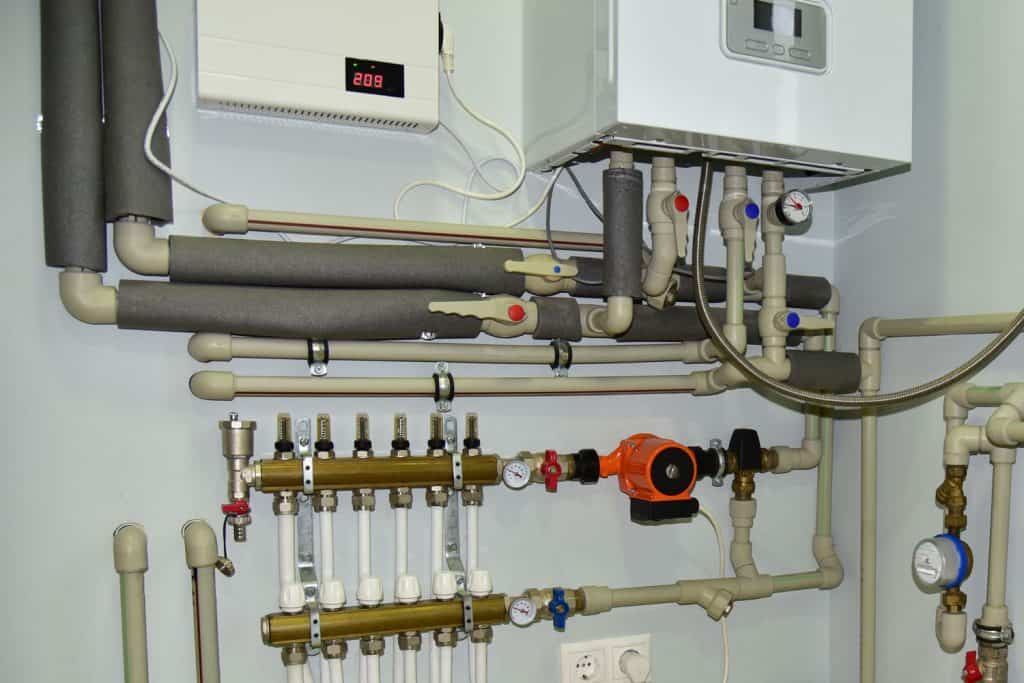 A series of pipes for the water heater