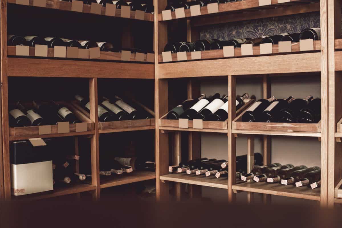 Basement with wine bottles storage isolated no people