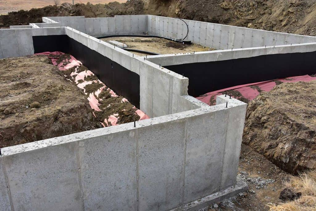 Concrete basement walls ready for next phase of construction on new residential home