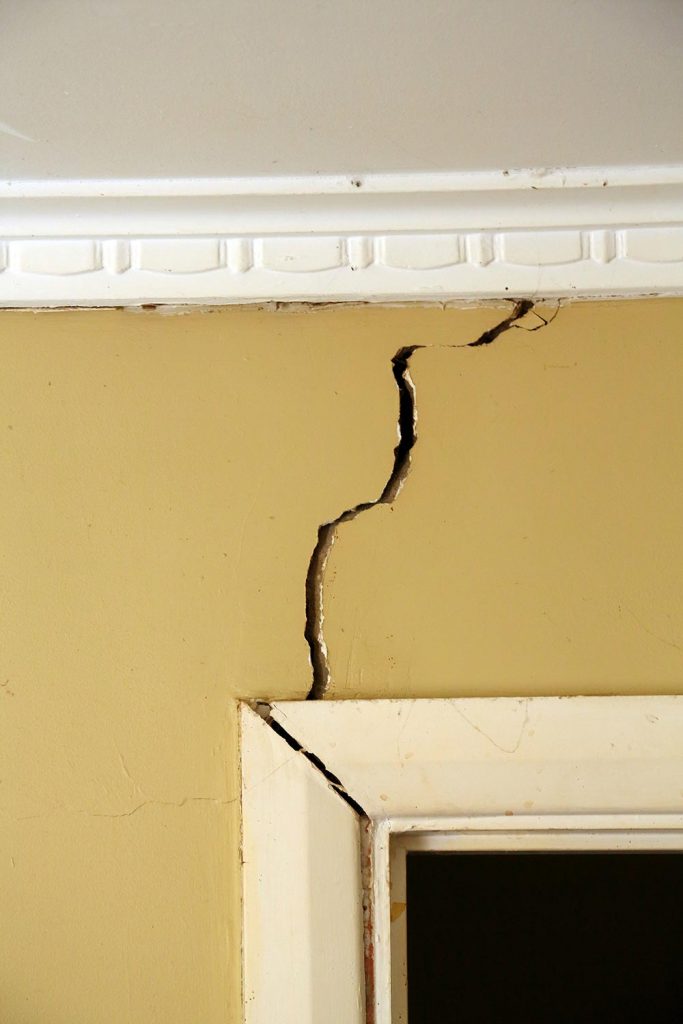 Cracks appearing in an interior wall
