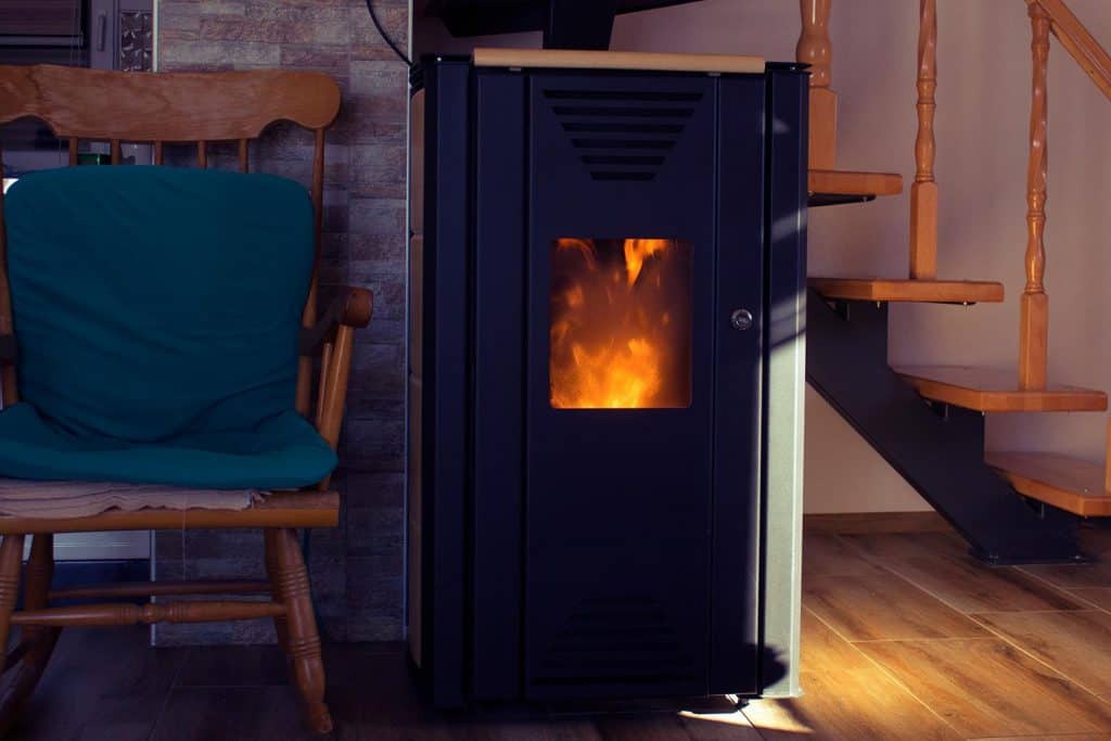 Modern furnace beside the chair