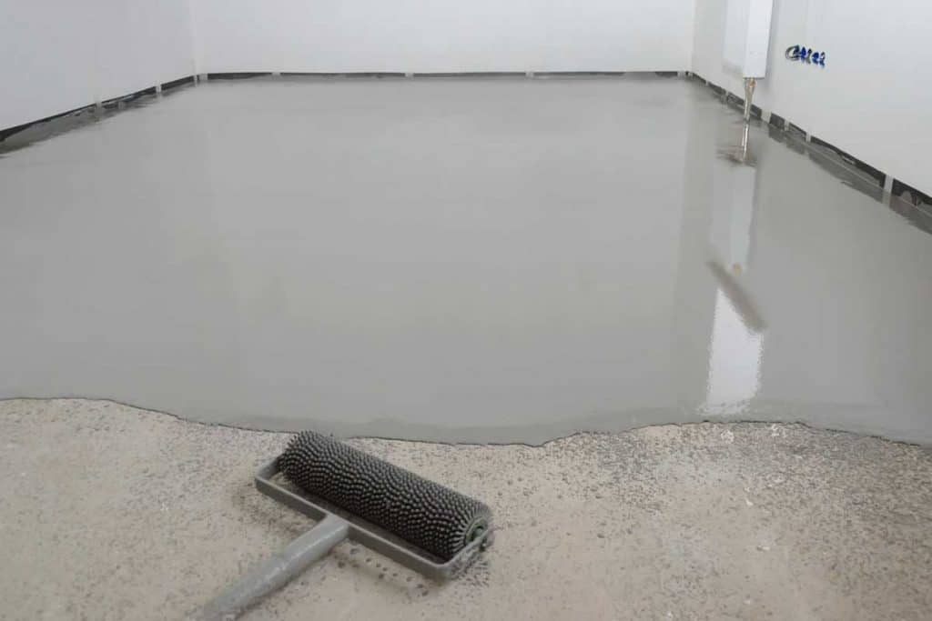 A self-leveling epoxy on basement floor