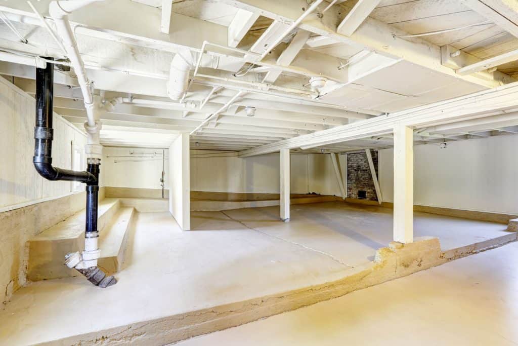 Spacious empty basement in american house

