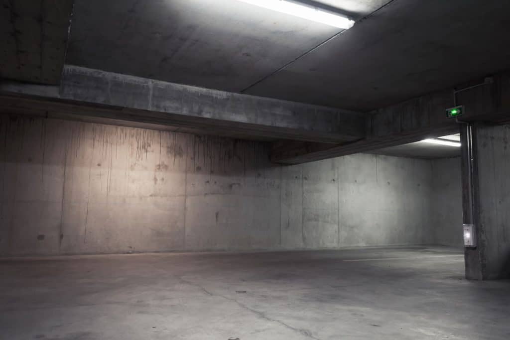 Concrete walls under a huge building basement